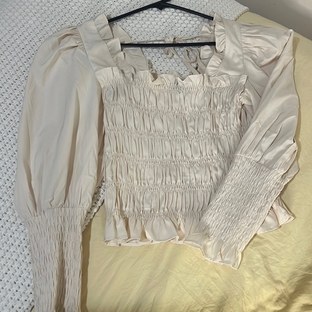 Cream Ruffle Blouse